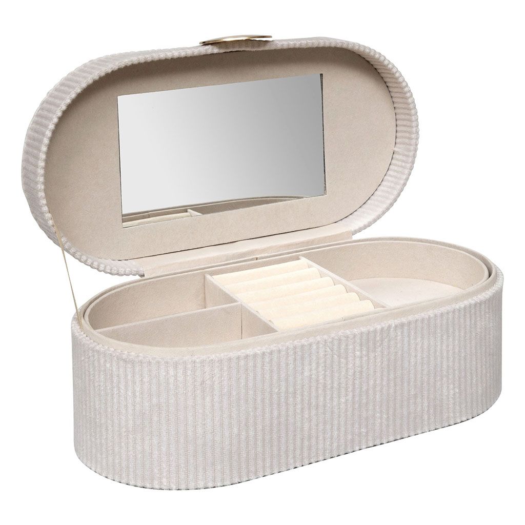 Boîte à bijoux ENYA en velours beige 13x10x25.5cm