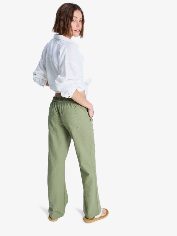 Oceanside Pantalon évasé Vert Femme