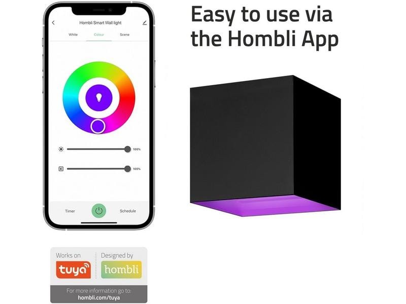 hombli Gartenleuchte Smart Wall Light 2 x 3W, RGB CCT, Schw Gartenlampe mit Bluetooth-Technologie