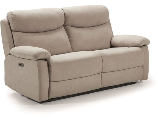 CONCEPT1 - Canapé tissu Mallorca 3 places 2 relax éléctrique crème