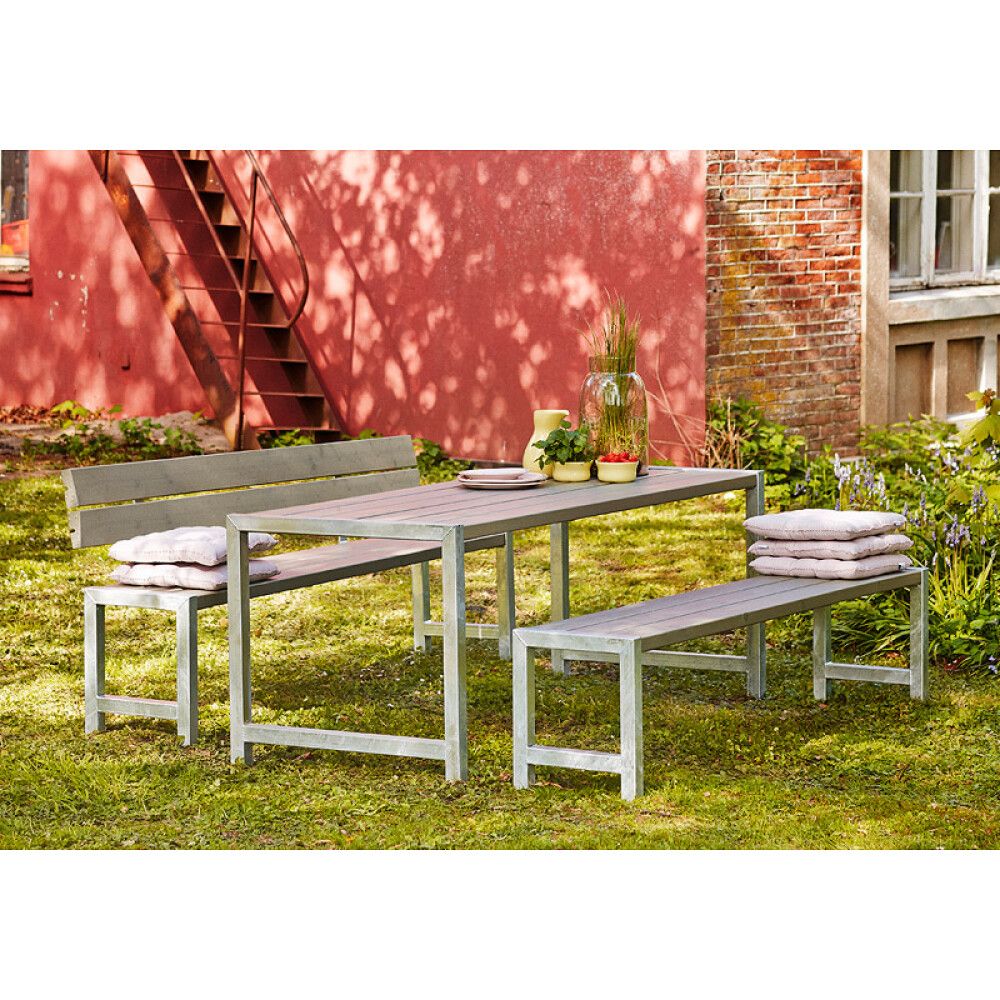 HAGEBENK PLUS MED RYGGSTØTTE 176 CM GRÅBRUN