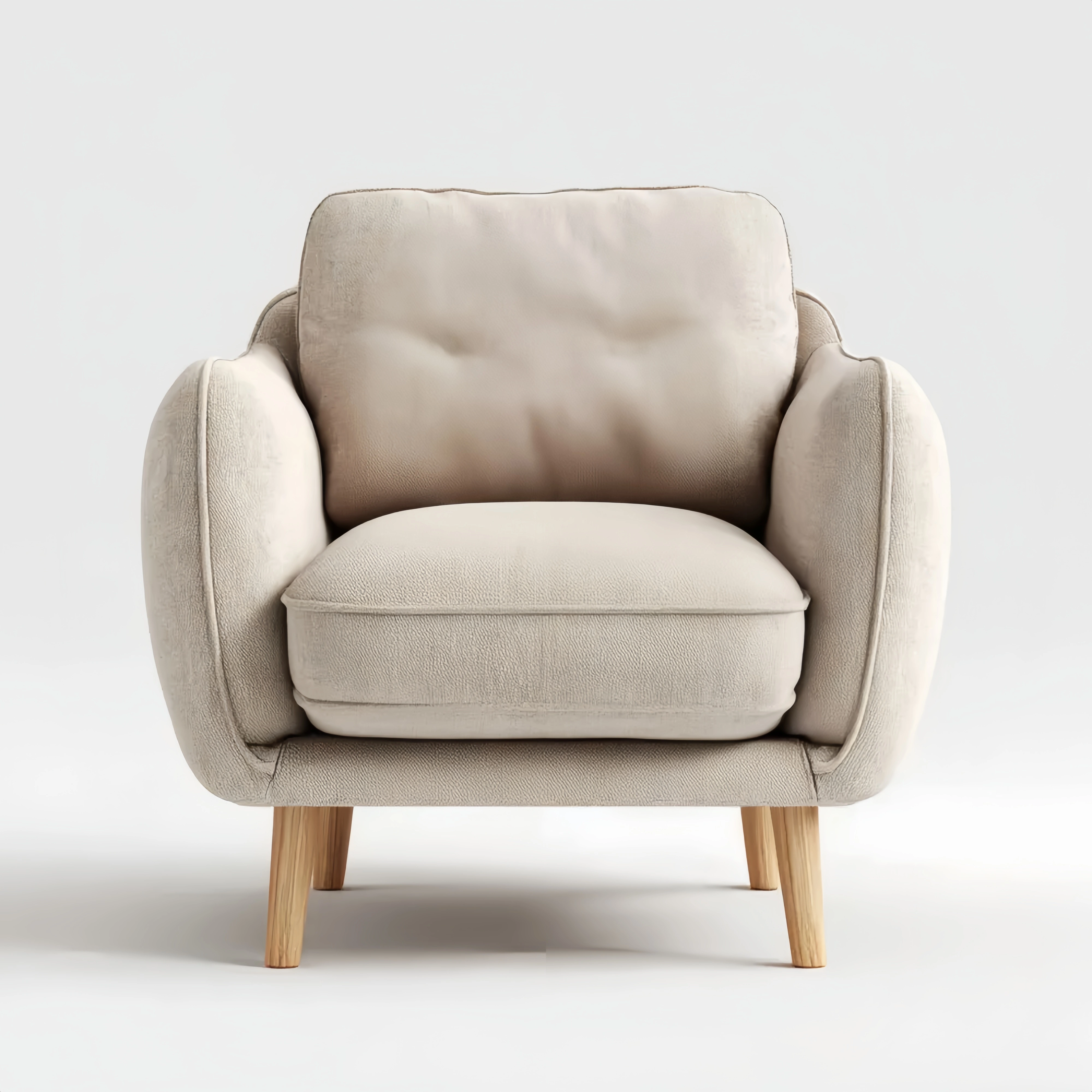 Sessel Leinen Massivholz Beige
