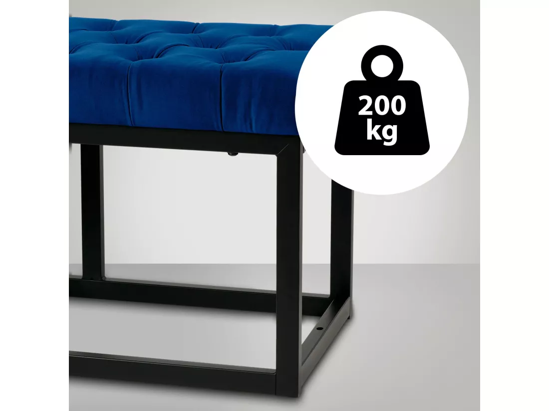 Banquette - Velours & Métal noir mat - Bleu - Polson