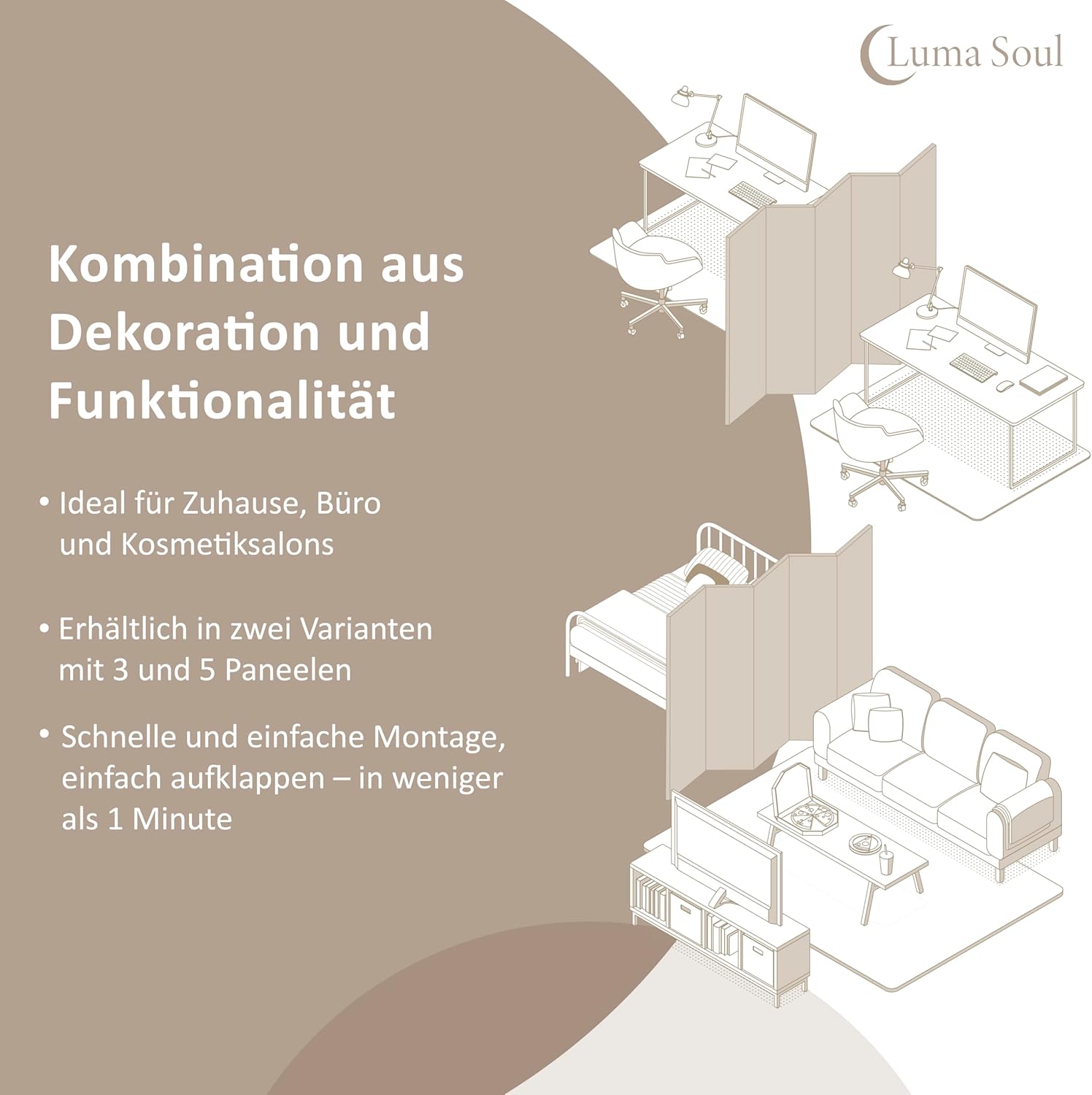 Paravent doppelseitiger - Paravent Raumteiler Innen - Boho Motiv - 225x172 cm BB3248525