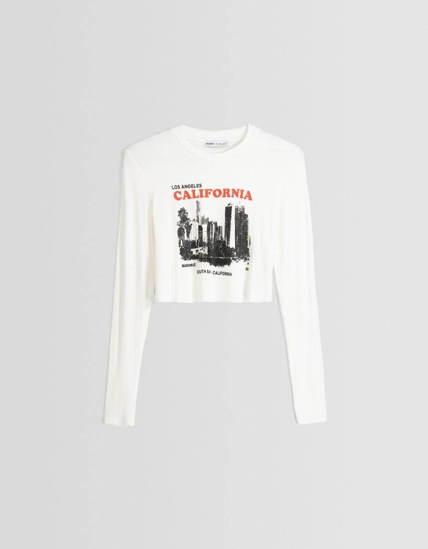 Camiseta de manga comprida estampada