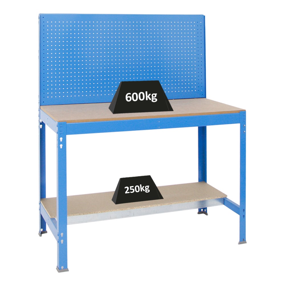 PROREGAL Quick Buffalo werkbank met gereedschapswand en toebehoren, Gamma, HxBxD 84 x 120 x 61 cm, draagvermogen 600 kg, blauw