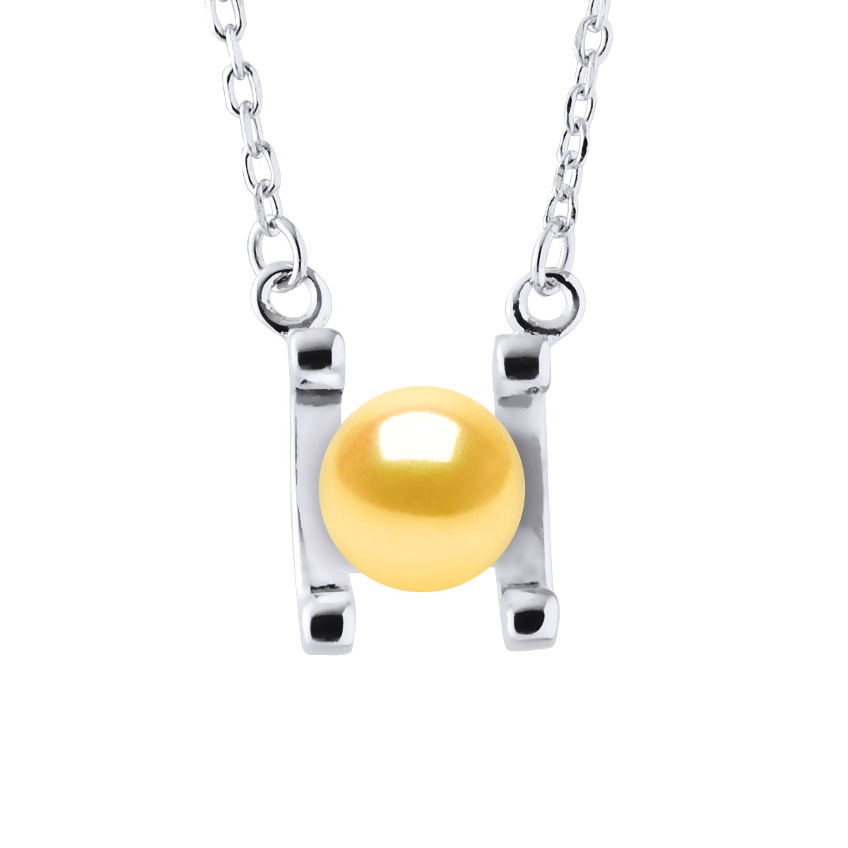 Collier SYMBOL Perle d'Eau Douce 7-8 mm Dorée Argent 925