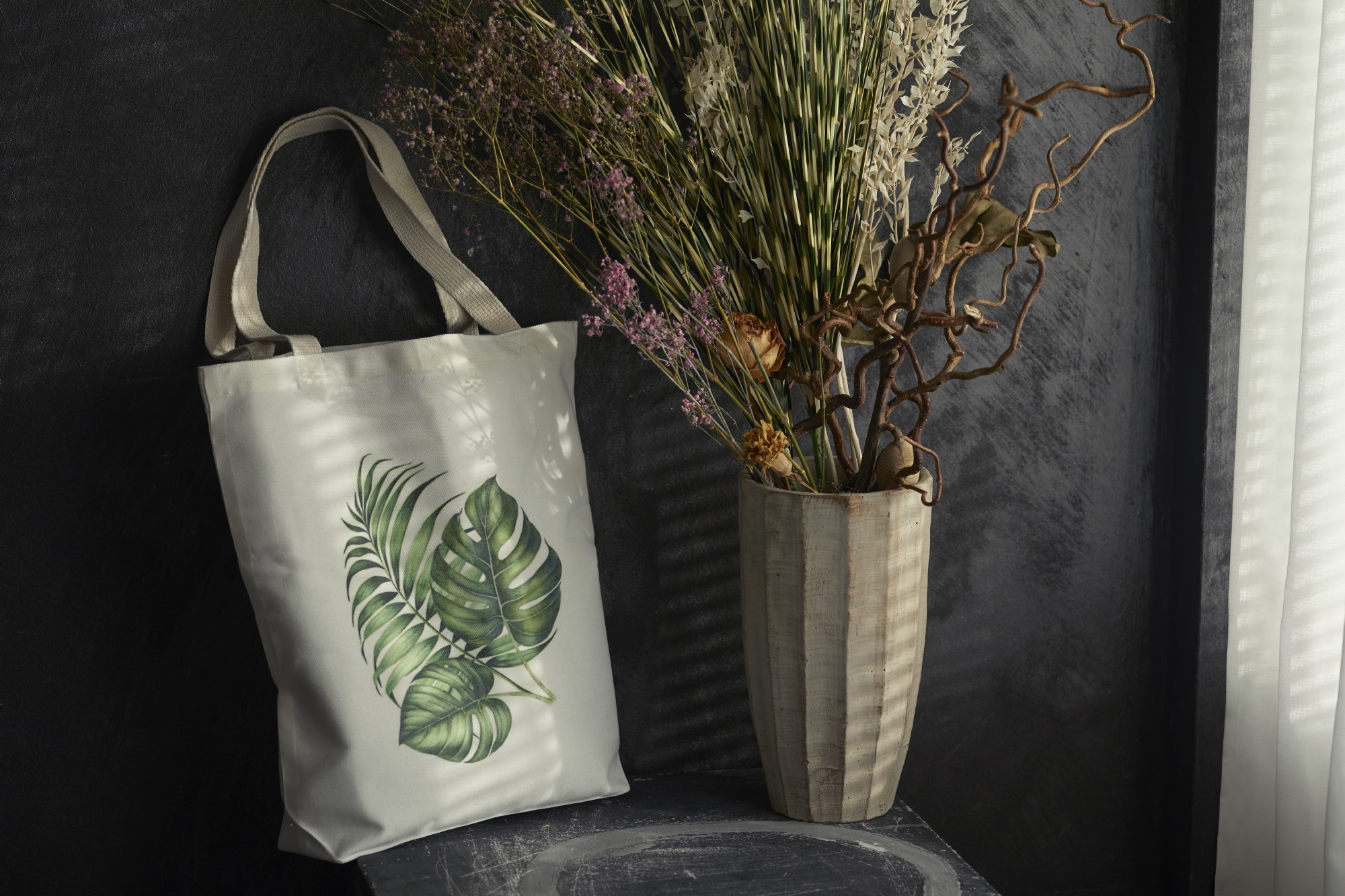 Stoffbeutel 'Monstera', weiß, B 40 cm, H 40 cm, T 9 cm günstig bestellen