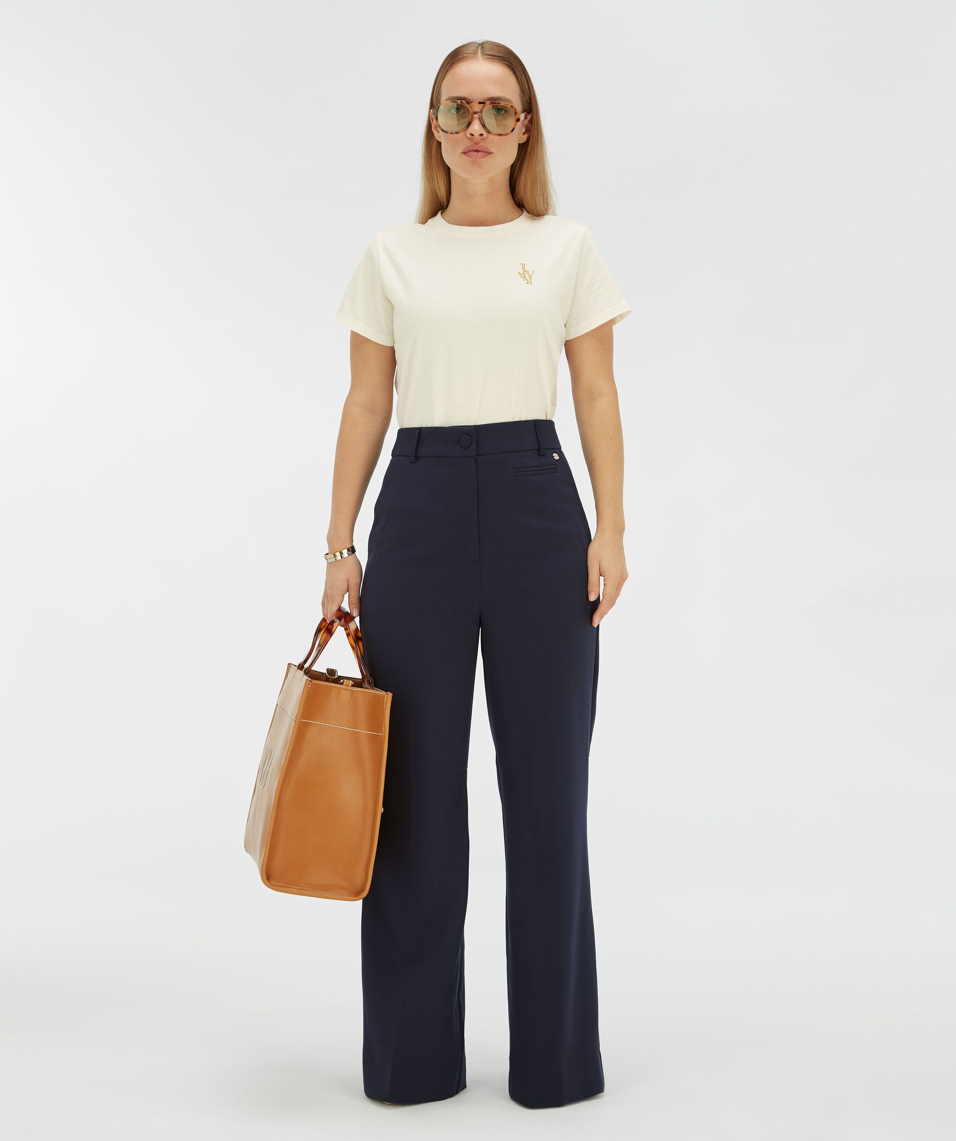 JV-ZOE EMBROIDERY slim fit T-shirt - off white