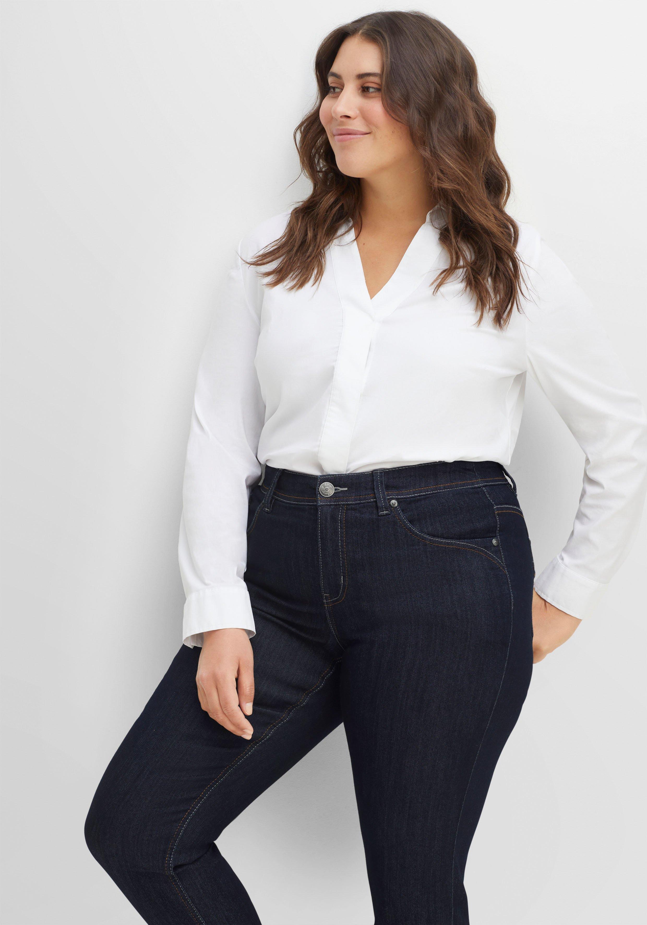 Schmale Jeans mit Kontrastnähten
