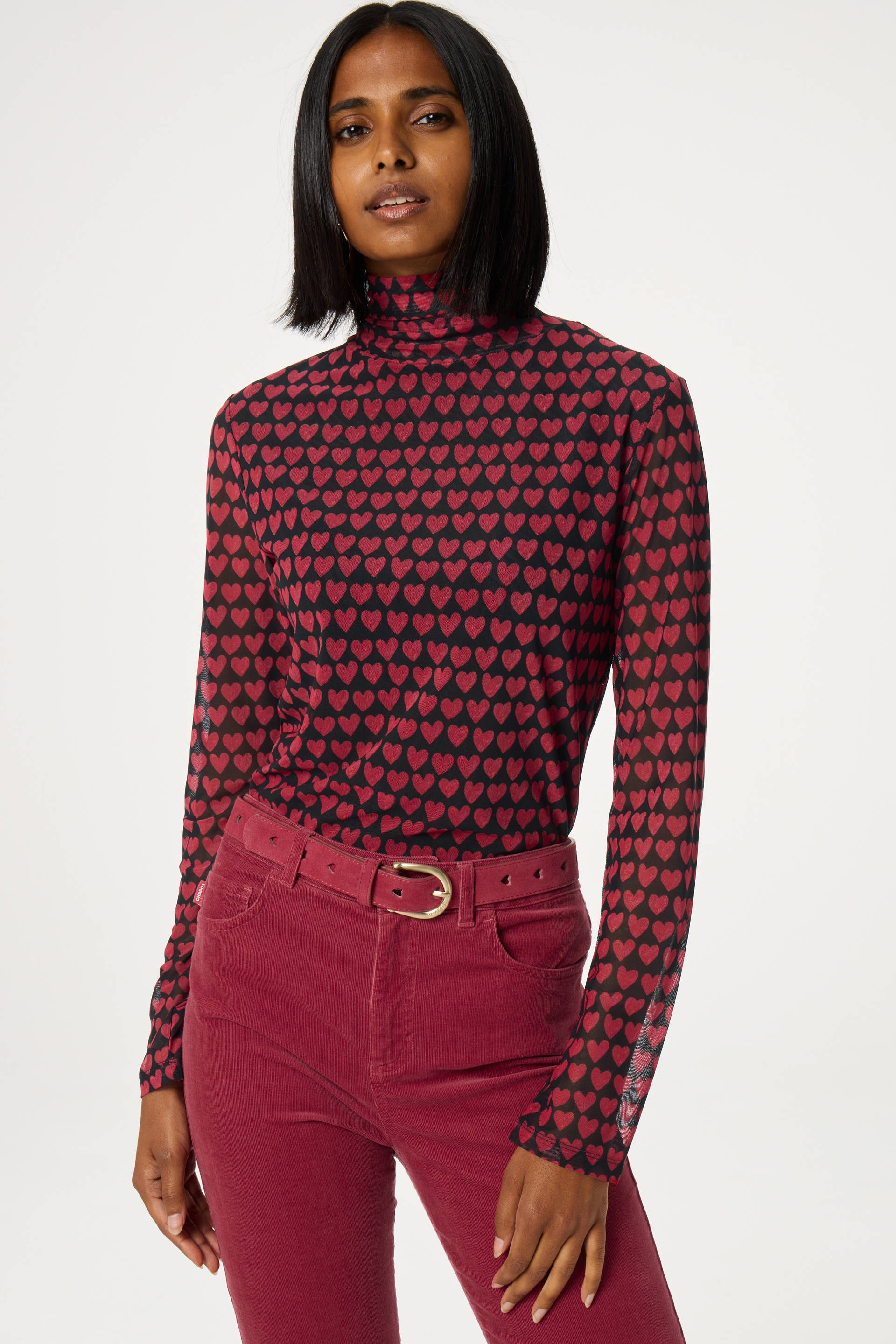 Fabienne Chapot leren riem Cut It Out Heart rood