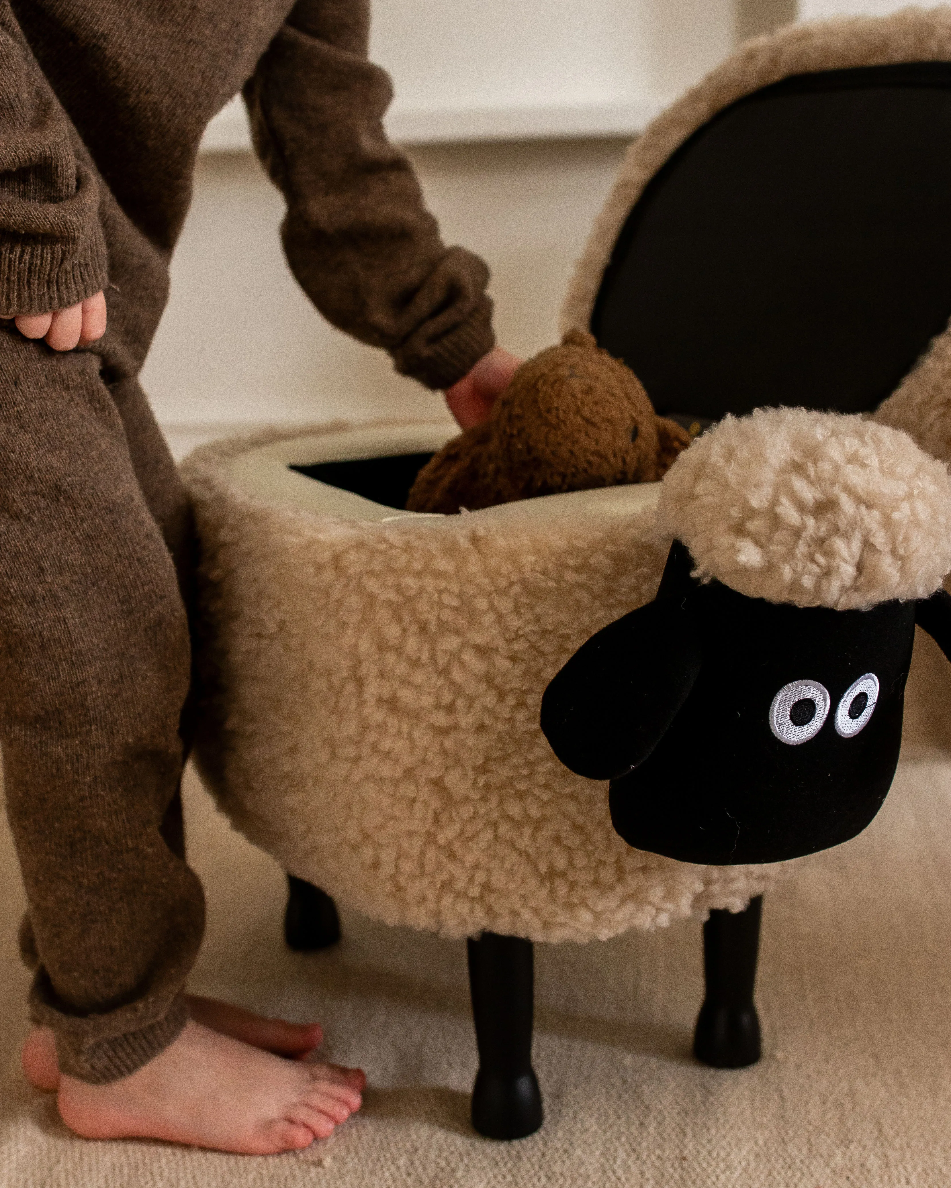 Dierenpoef met opbergruimte SHEEP Stof Lichtbeige Schaap
