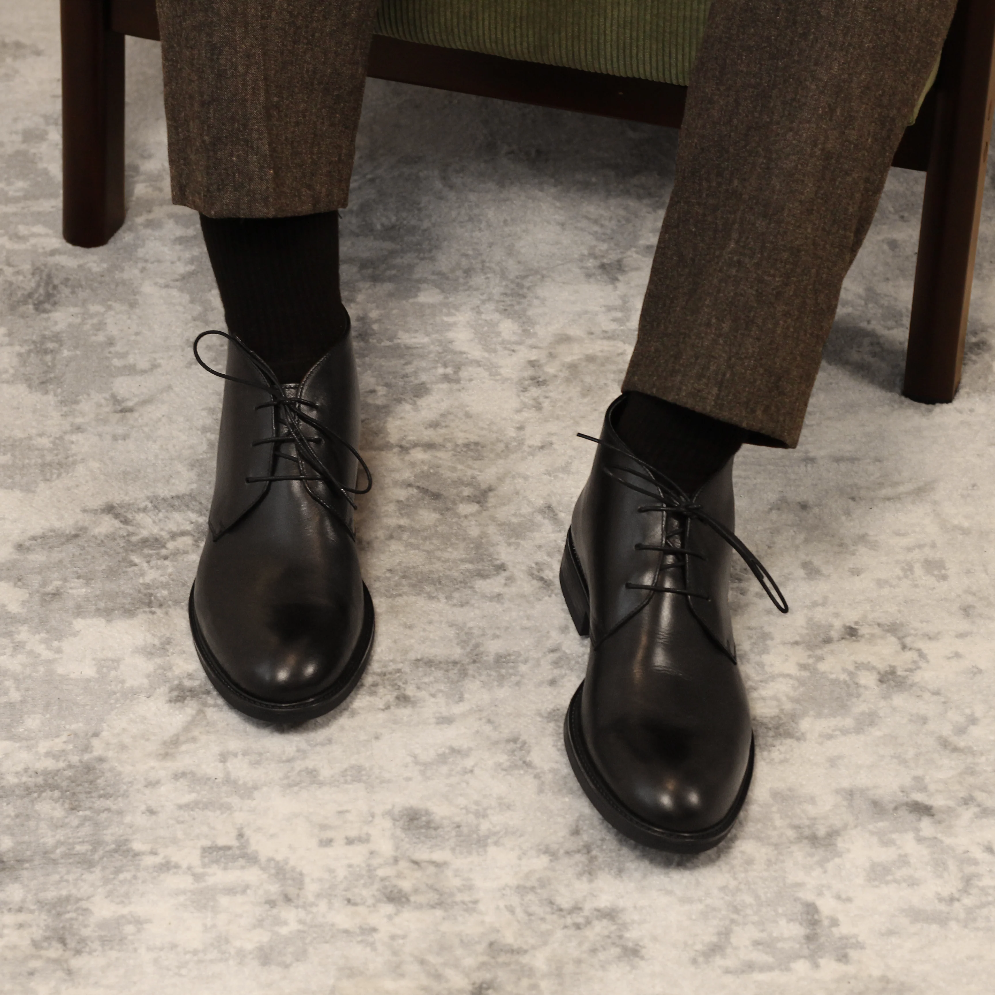 Clayton-Desert boots en cuir noir