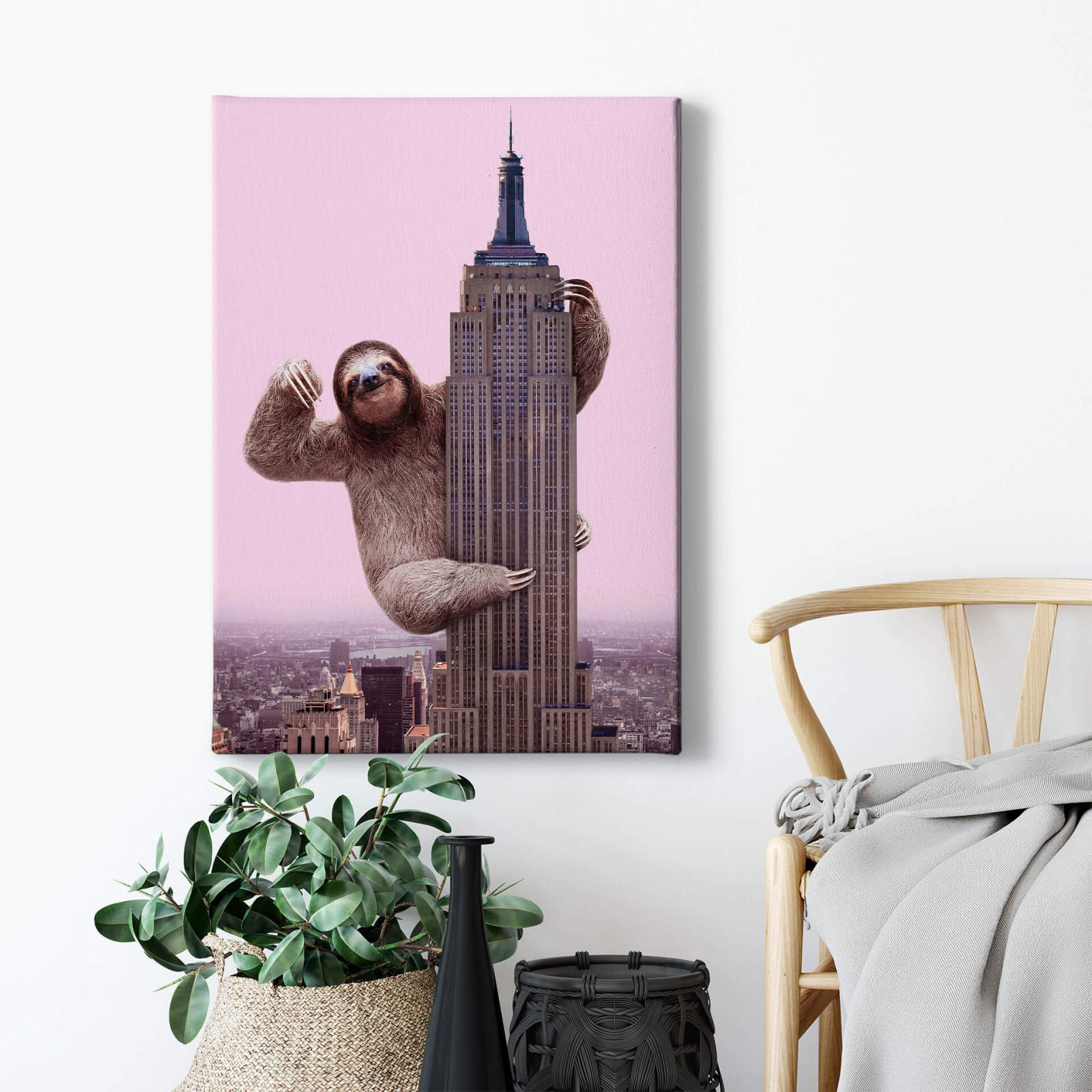 Leinwandbild KING FAULTIER - rosa-braun - 50x70 cm