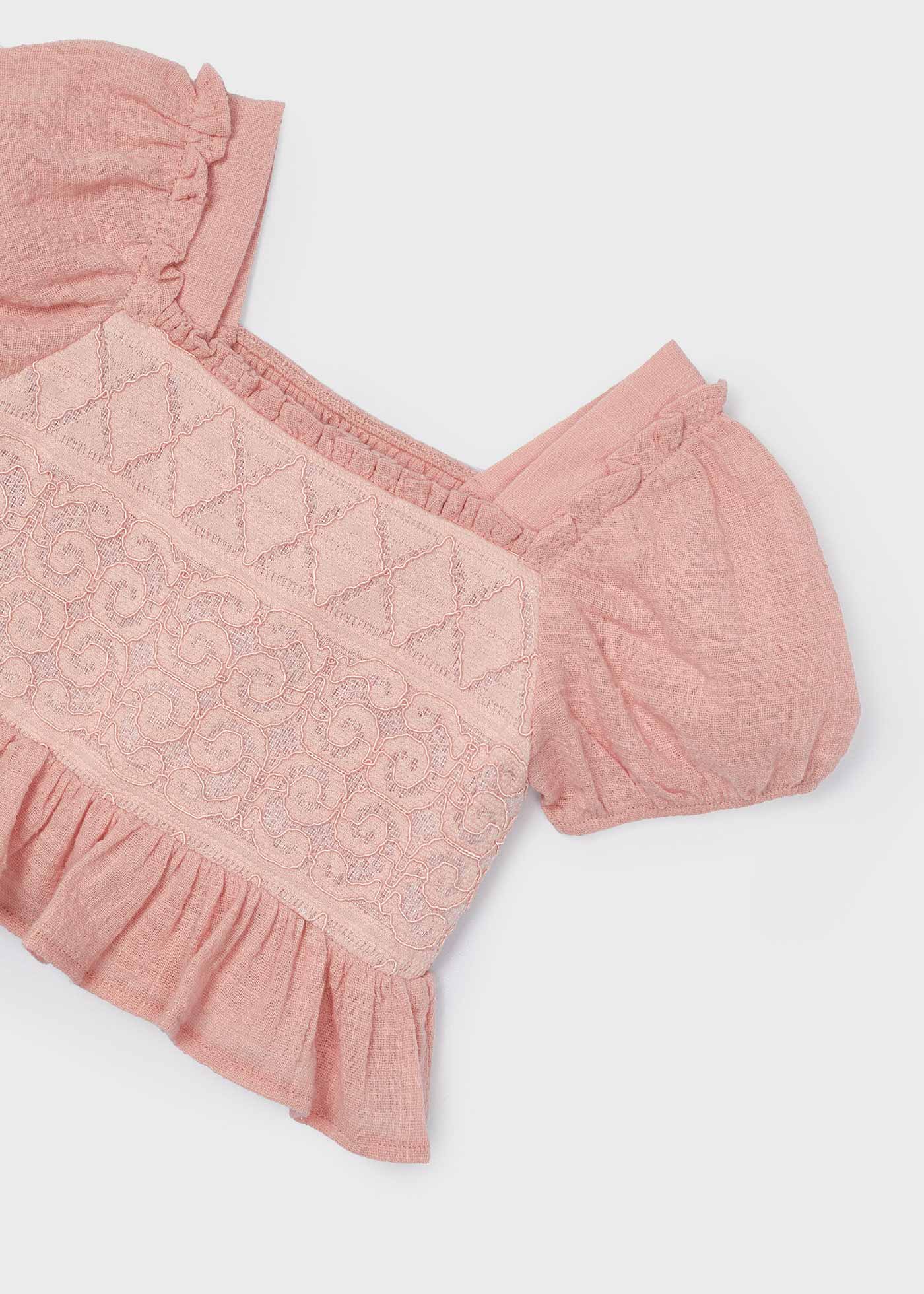 Blusa de crochê nude para meninas