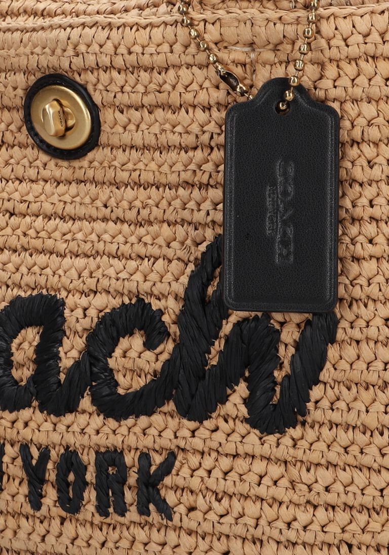 beige coach handtas straw cargo tote