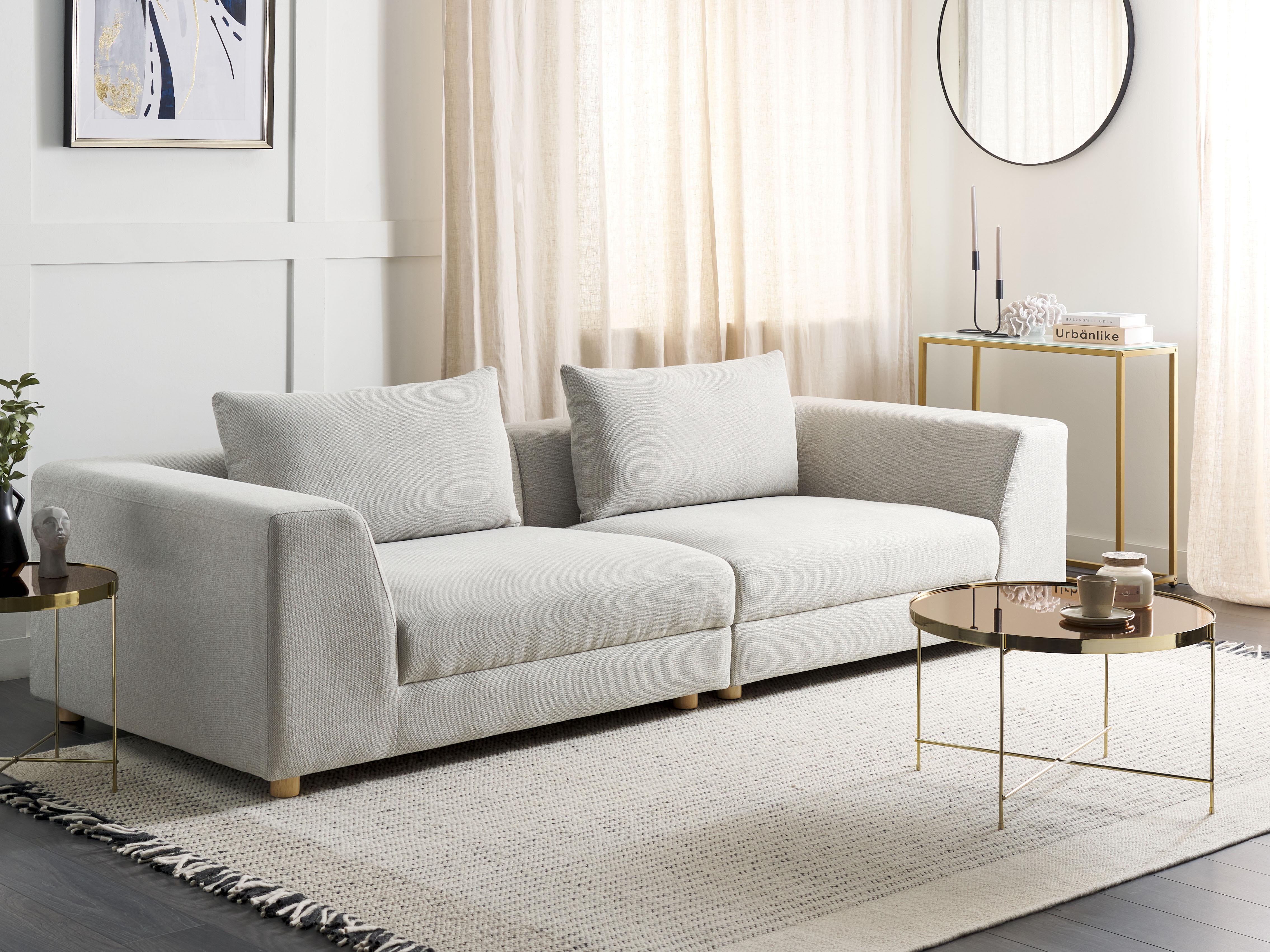 Bank 3-zits LERMON Stof Lichtgrijs
