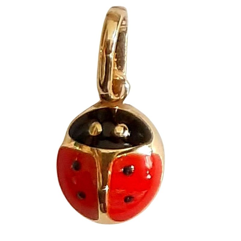 Pendentif enfant Coccinelle rouge en plaqué or + chaîne