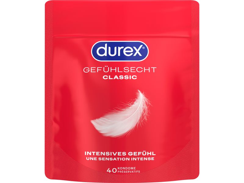 Durex Kondome Gefühlsecht Classic 40 Stück Hochwertige Präservative zur sicheren Verhütung