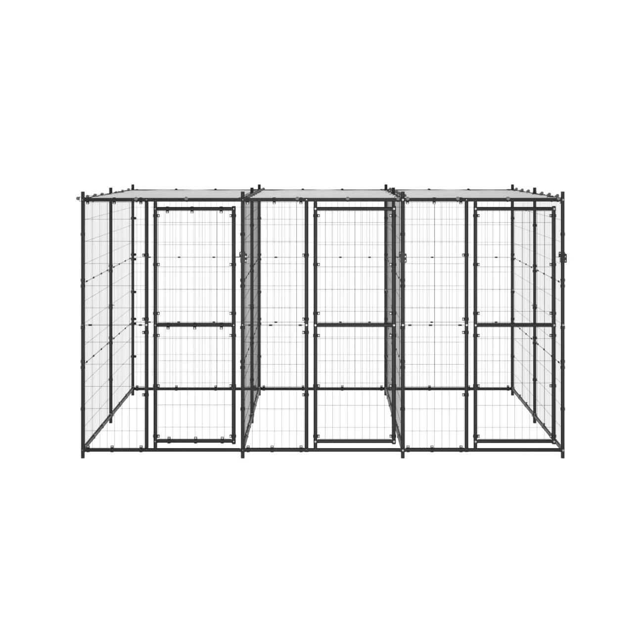 VidaXL Outdoor-Hundezwinger Stahl mit Dach schwarz 3,3 m, 2,2 m, 1,8 m