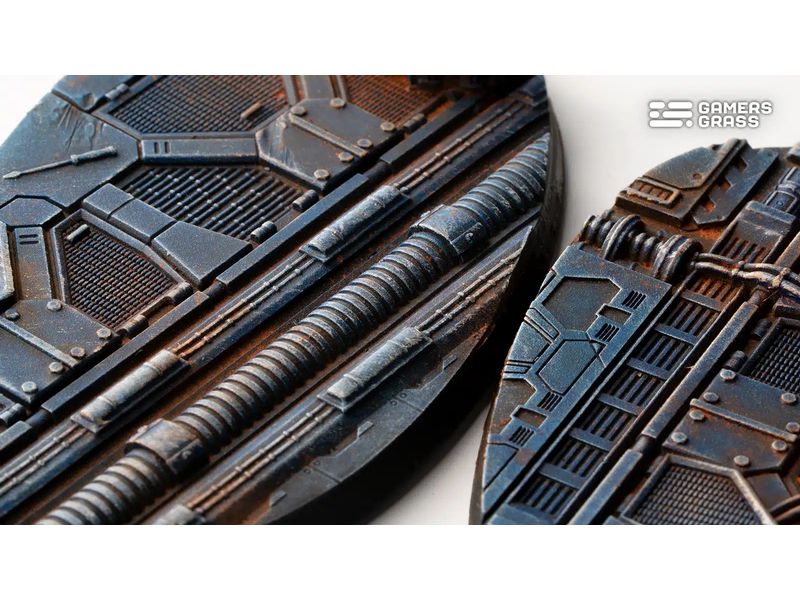 GamersGrass Spaceship Corridor oval 90 mm (x2) Hochwertige Bases für den Miniaturenbau