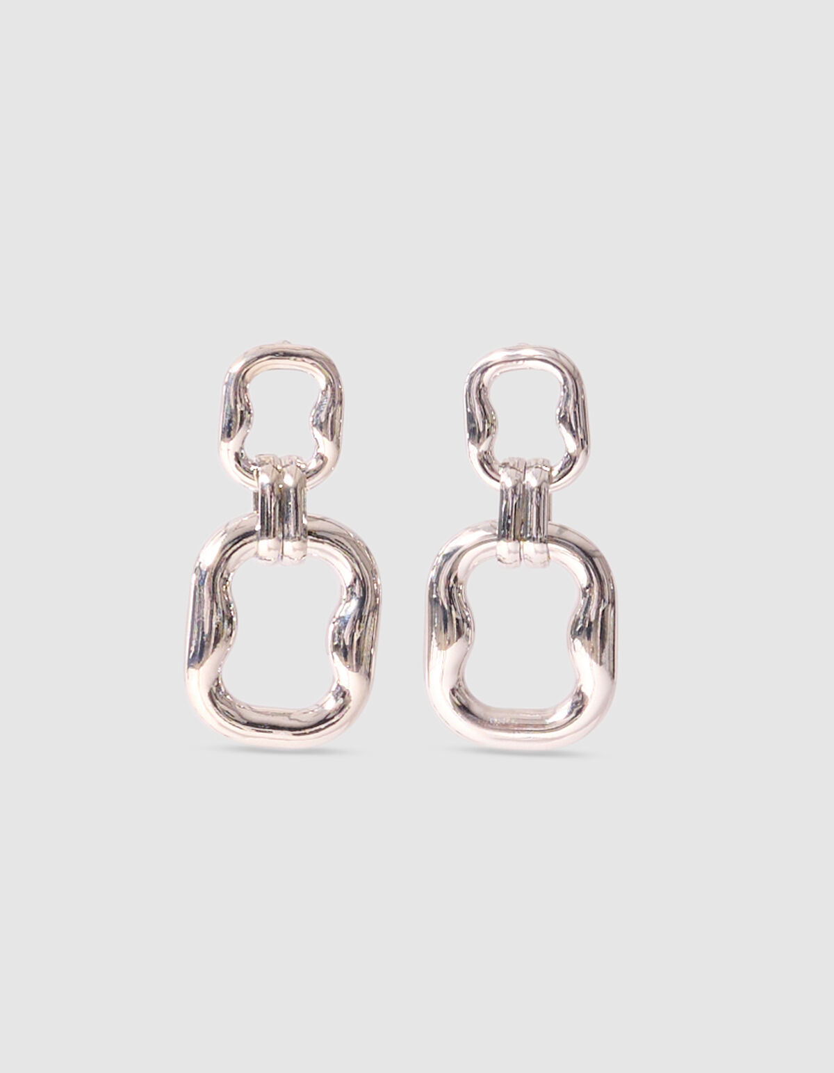 Double Squared Oorbellen Zilver