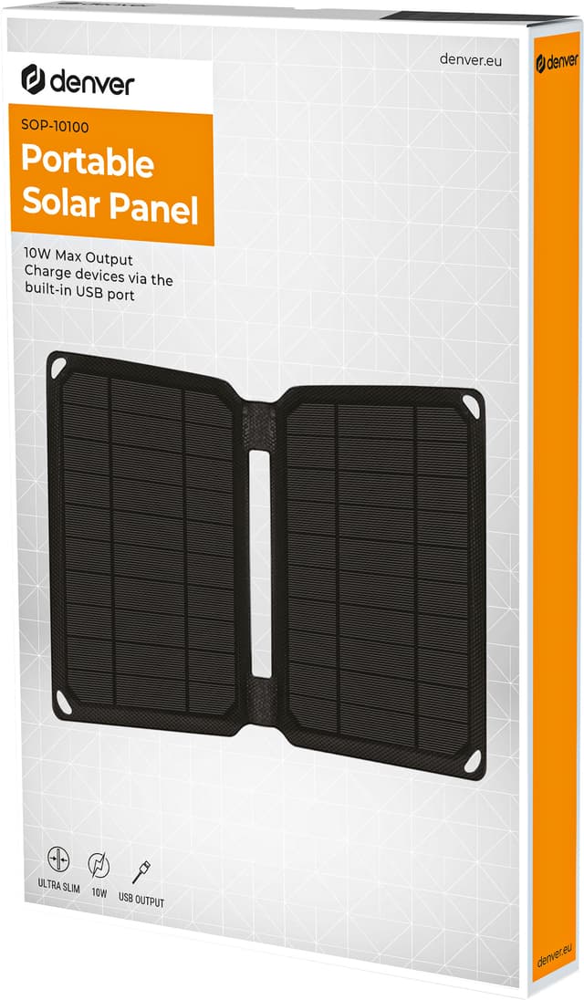 Denver transportabelt solcellepanel 10W