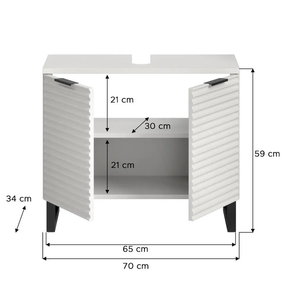Hioshop Riff wastafel 2 deuren wit