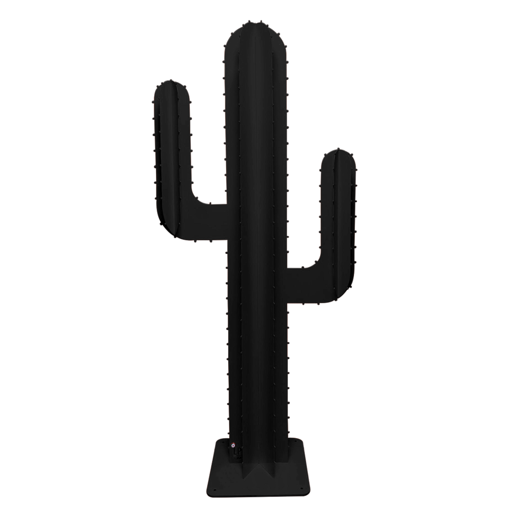 Cactus de jardin 2 branches 6 feuilles aluminium noir h 1,70m