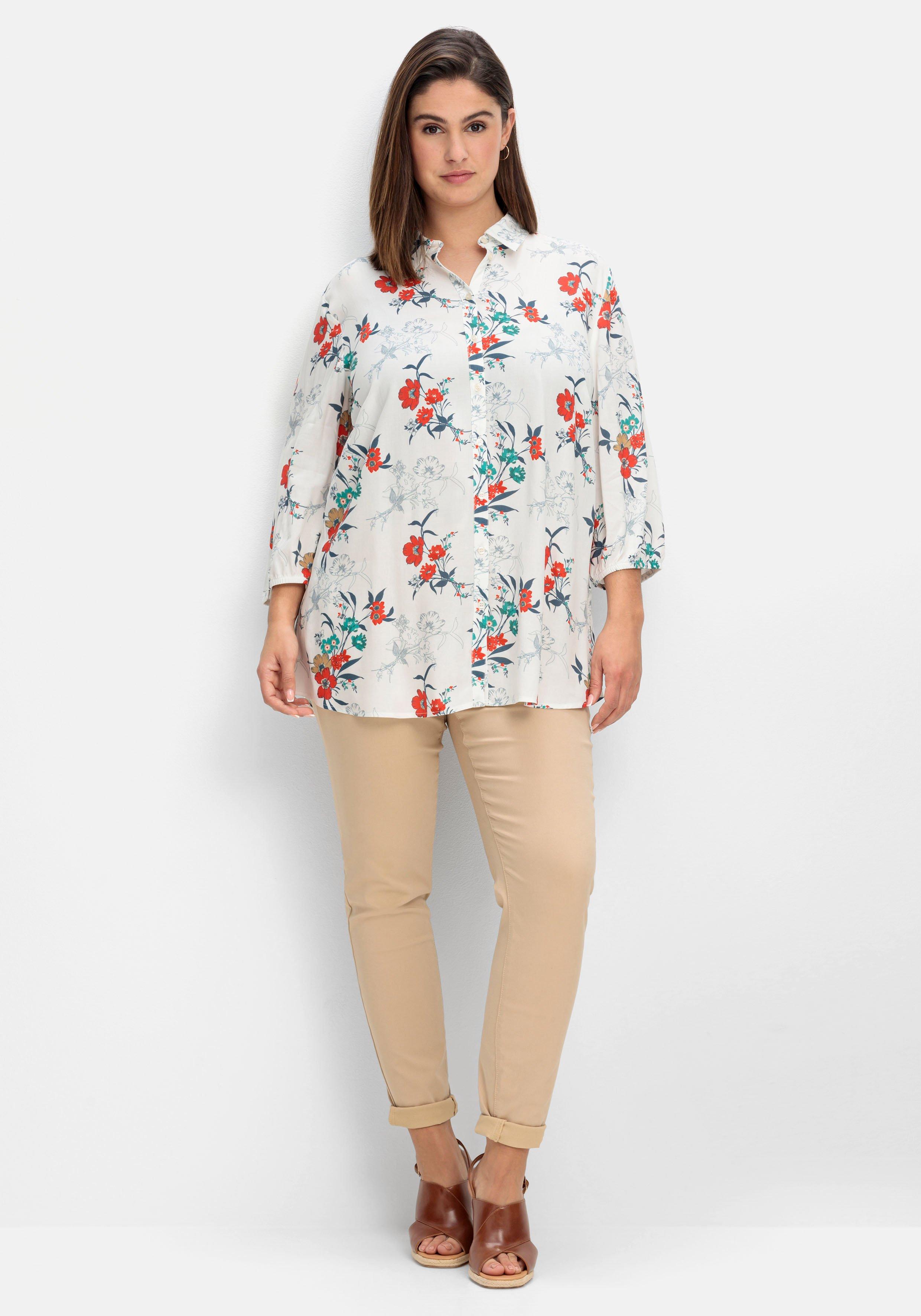 Bluse mit floralem Print und 3/4-Ärmeln