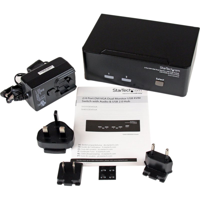 StarTech.com Switch KVM USB 2 ports DVI VGA avec audio - Commutateur concentrateur USB 2.0