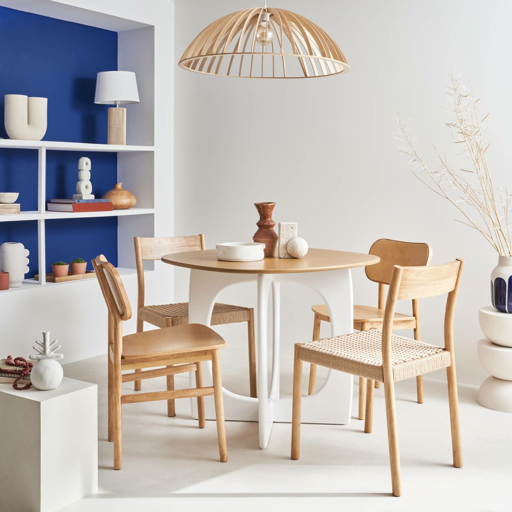Table à manger carrée 4 places mdf et placage chêne 91.4cm