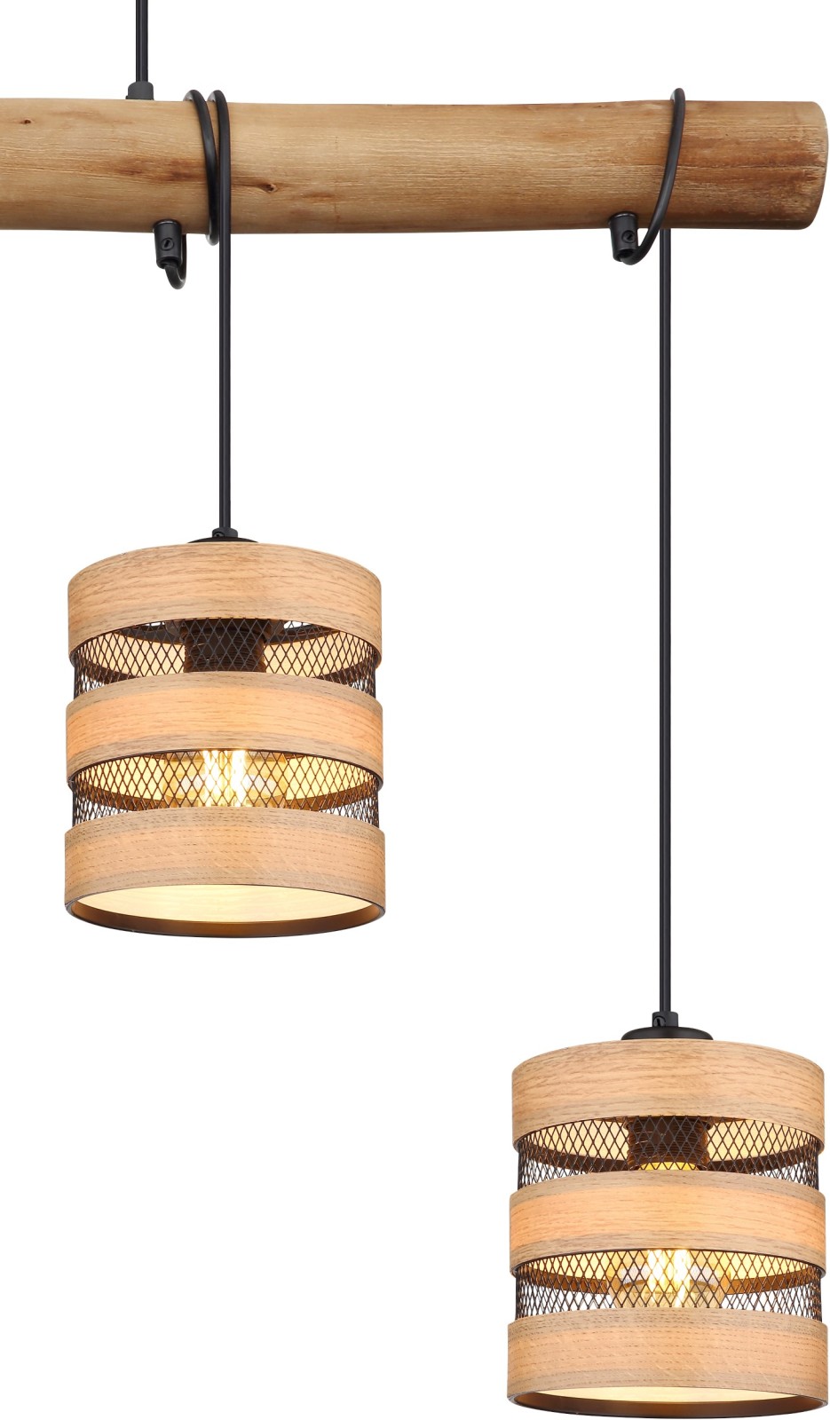 Pendelleuchte - holzfarben-schwarz - Holz - 120 cm