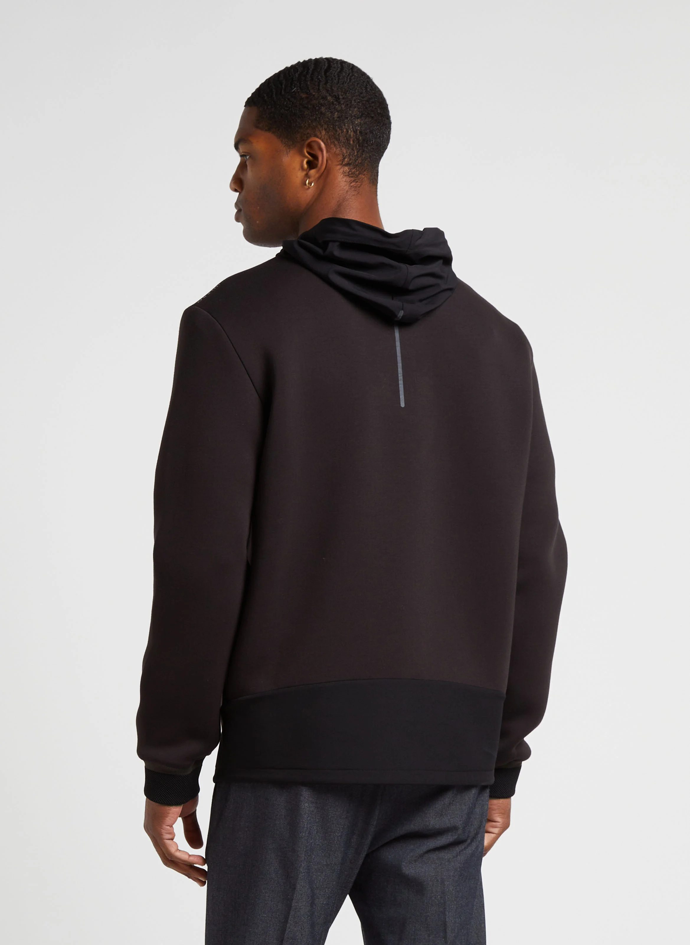 Sweat à capuche bi-matière| Noir