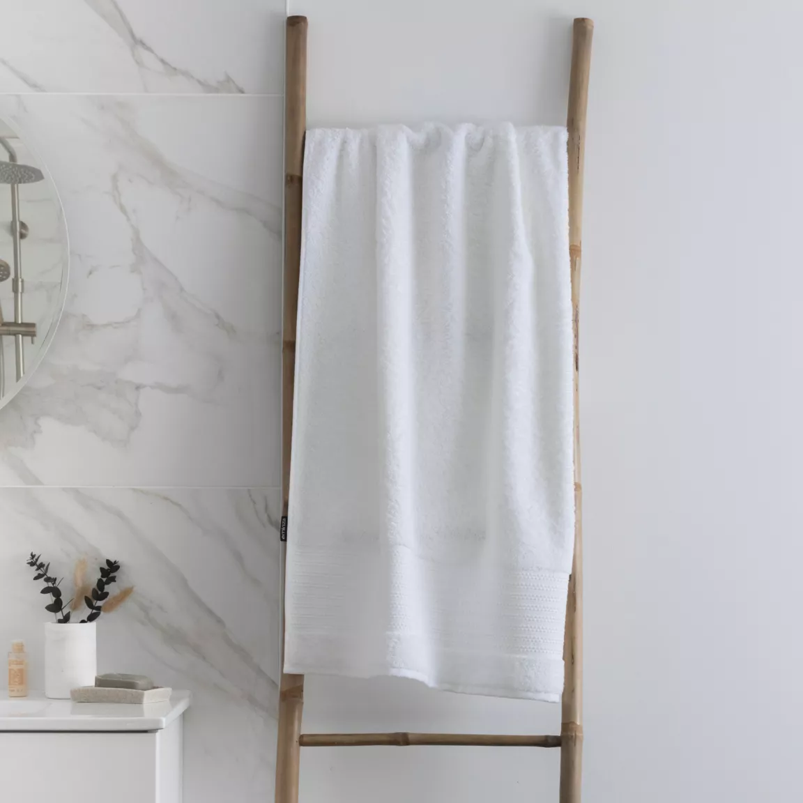 Serviette de bain coton bio (70 x 130 cm) Méline Blanc chantilly