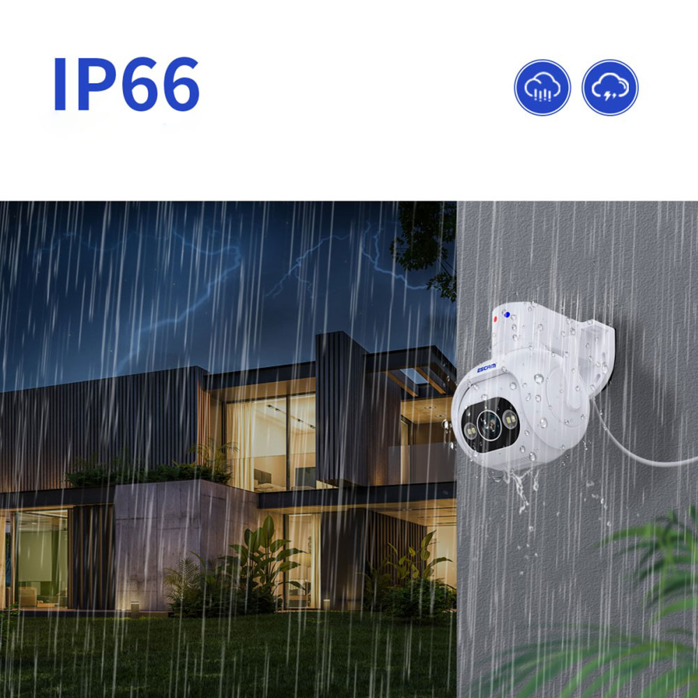 WiFi IP Kamera 4MP 1440p mit Infrarot Nachtsicht / MicroSD / Personenerkennung und Wandhalterung für iOS/Android (IP66) - Weiss