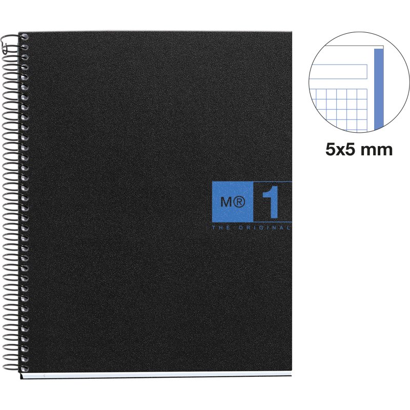 Notebook The Original, Couverture souple, A5, quadrillage 5x5 mm, 80 feuilles de 1 couleur, Miquelrius, Bleu.