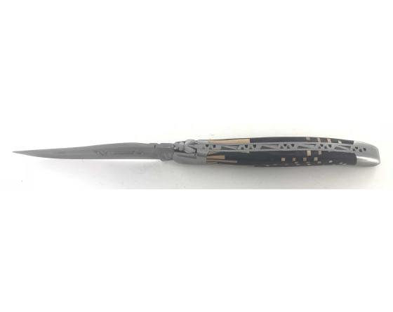 Laguiole 12 cm- Puzzle Etincelle - 2 mitres Couteau de poche par Laguiole en Aubrac