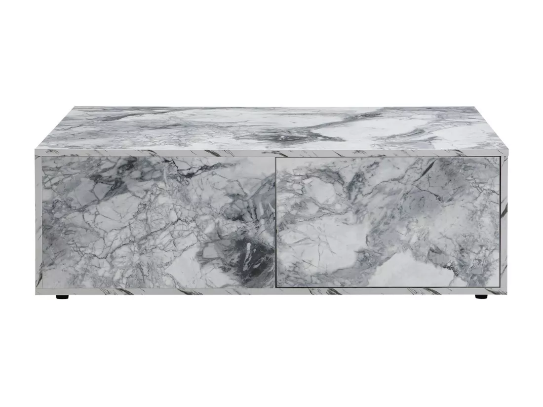 Lot de 2 table basse avec rangement, aspect en marbre en MDF, table d'appoint de canapé et balcon, Blanc, 100x70x33.5cm