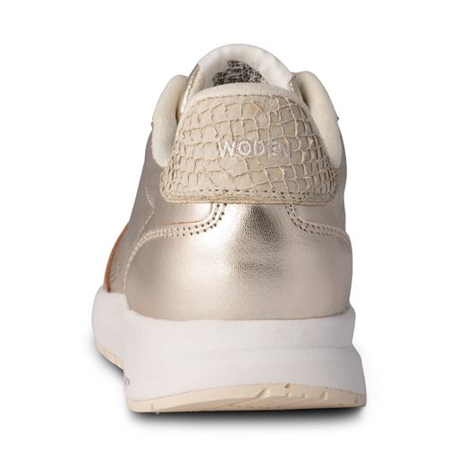 Woden Nora Natural Soft Metallic Sneakers, Gold, 41