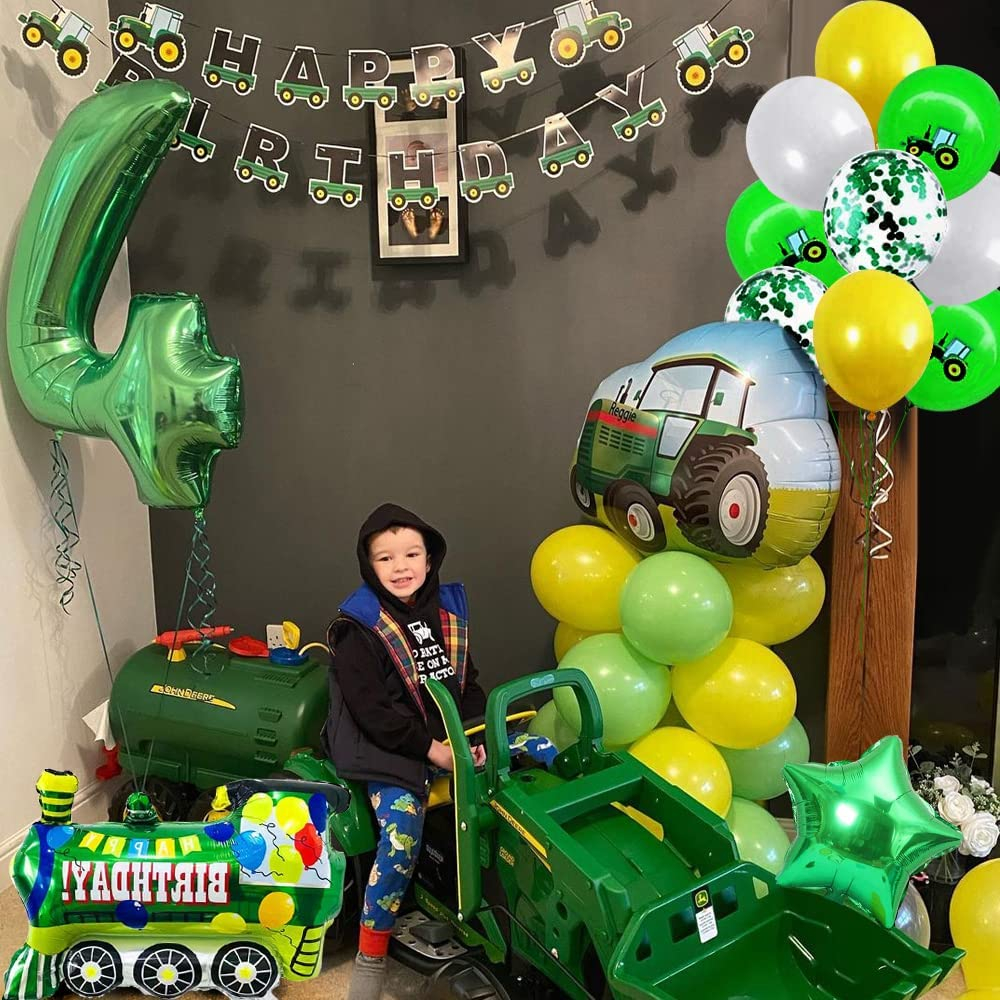 (66-tlg. Set) Zahlen Ballon Kinder Geburtstags Party Folienballon   Happy Birthday Girlande / Kuchenstecker - Zahl 3 / Fahrzeuge