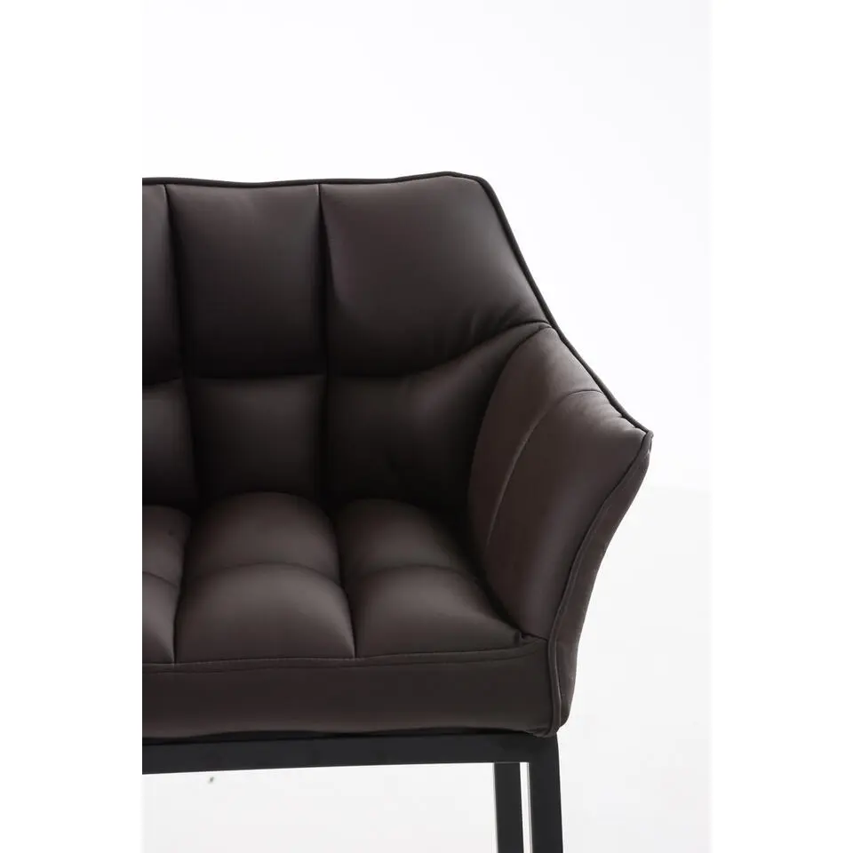 CLP Barkruk Damaso zwart Frame - Kunstleer - bruin