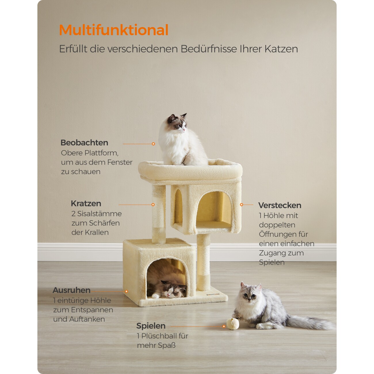FEANDREA Kratzbaum 74 cm beige