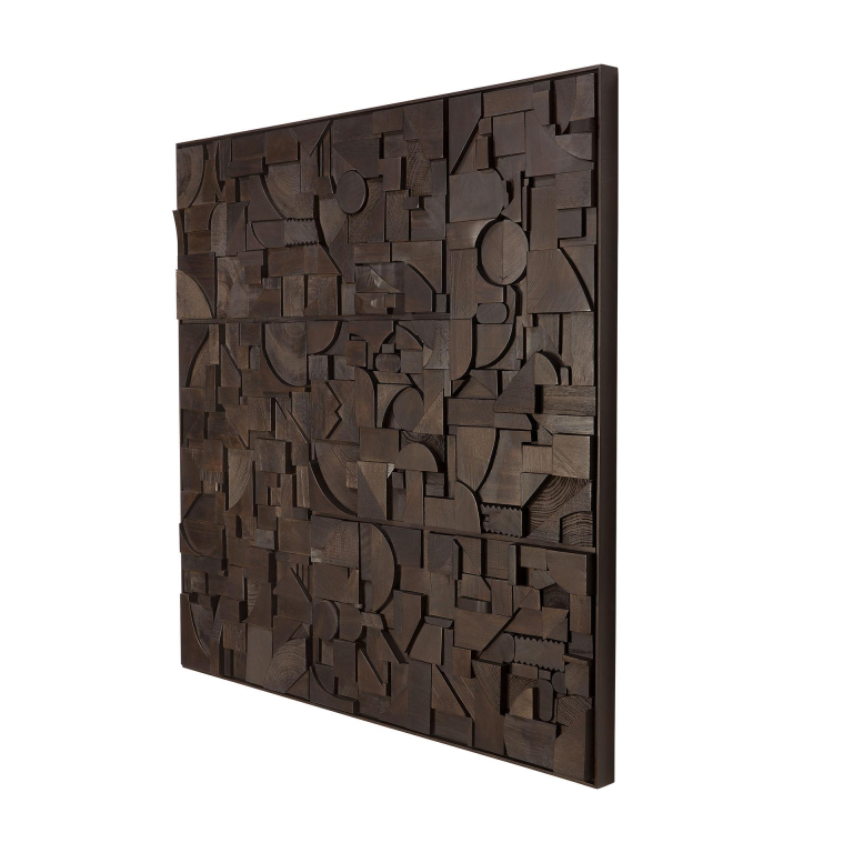 Ethnicraft Bricks schilderij gerecycled hout 100x100 zwart