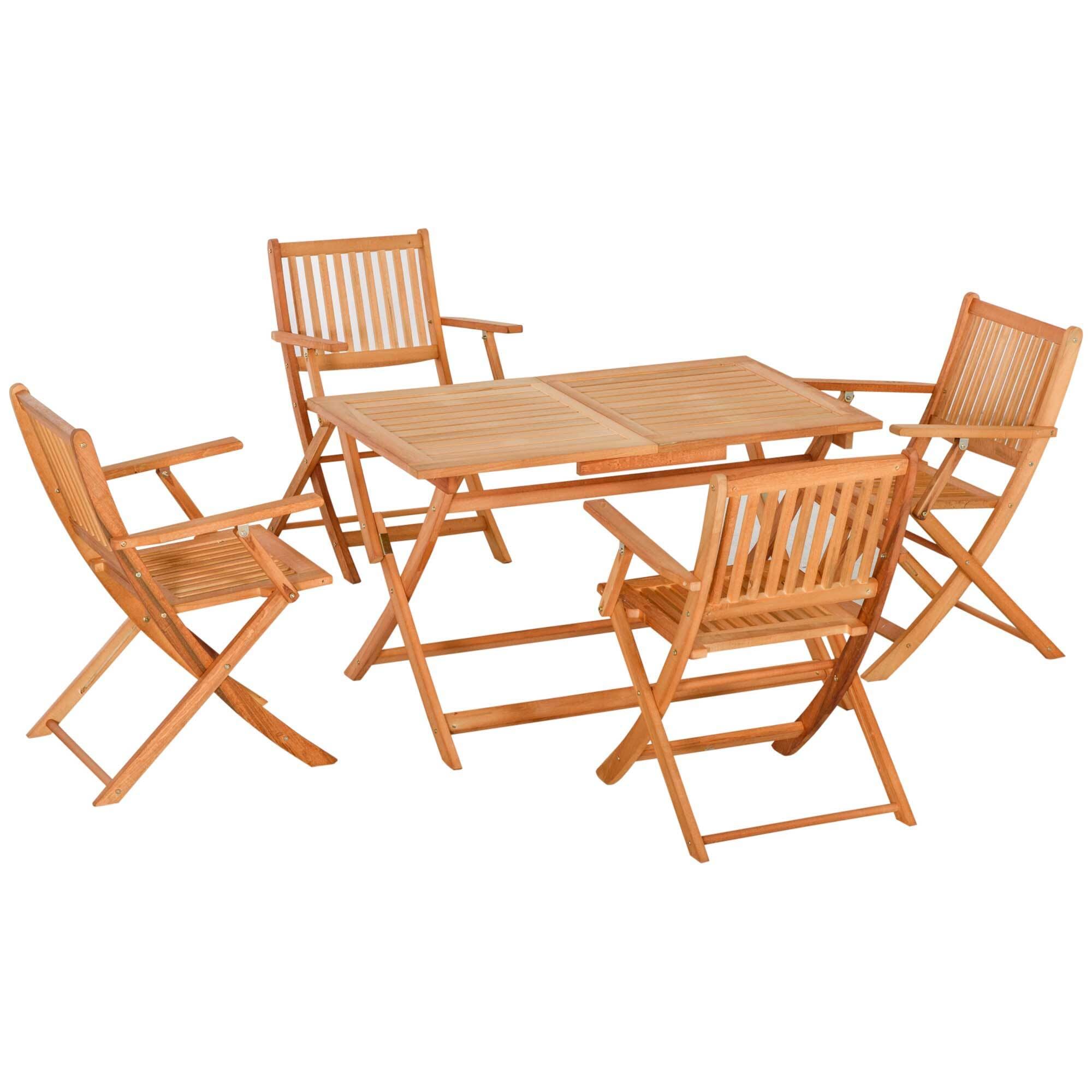 Outsunny 5-teiligen Essgruppe mit Klappfunktion natur 120L x 70B x 72H cm |