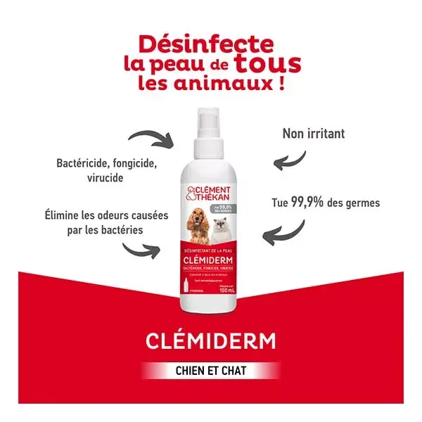 Clément Thékan Clemiderm Desinfetante para a pele de todos os animais 150 ml
