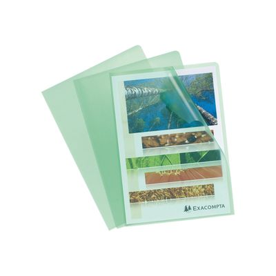 Exacompta - 10 Pochettes coin - A4 - 12/100 - vert transparent