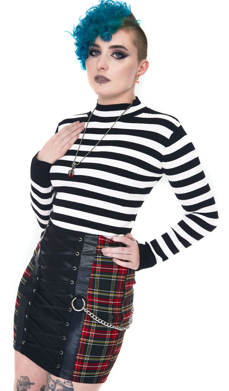 Pull Menace Rayé Blanc & Noir | Jawbreaker Pull tricoté