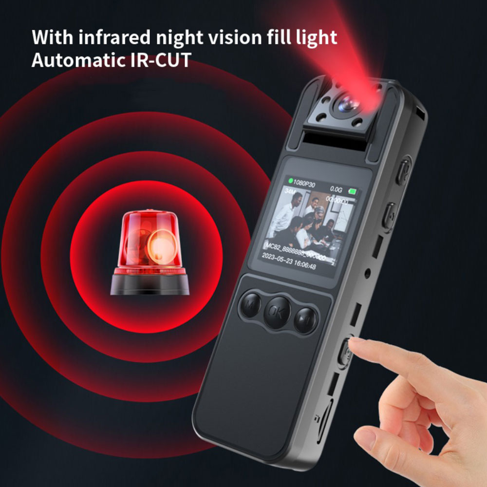 Mini FullHD 1080p Kamera Bodycam mit Sprachaufzeichnung / Nachtsicht / MicroSD Slot / 180° Blickwinkel und Clip-Halter - Schwarz