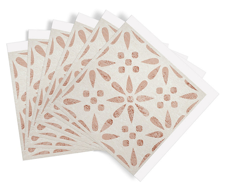 Lot de 6 dalles adhésive murales Wall Tiles DC FIX Carreaux de ciment fleurs vintage L. 30,5 x l.30,5cm